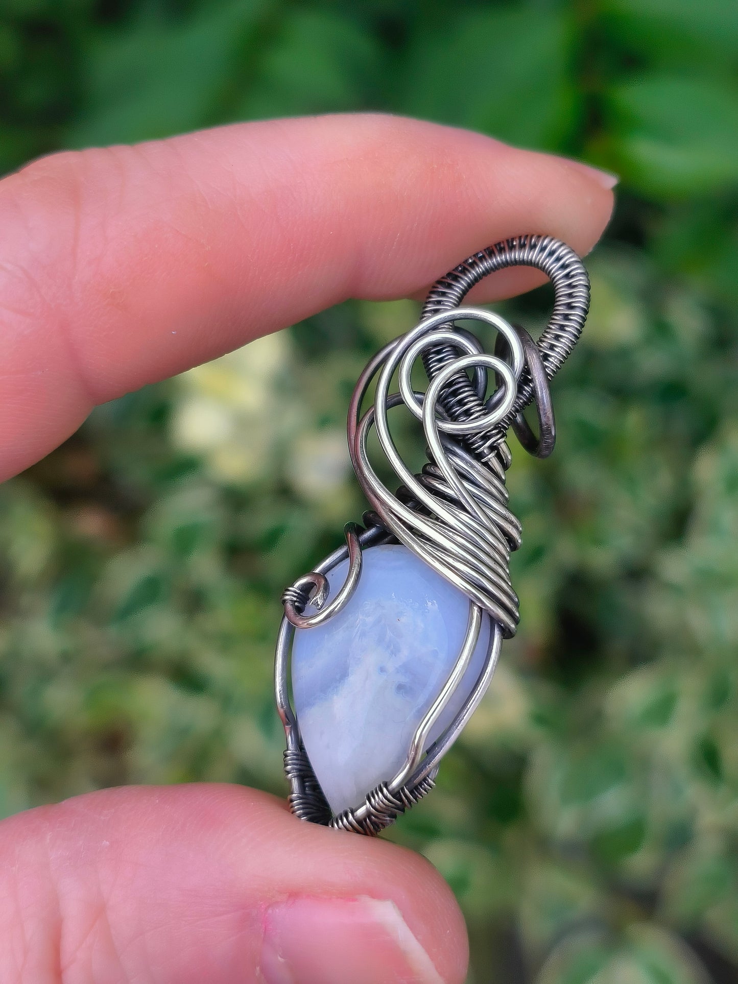 Blue Lace Sterling Silver Pendant