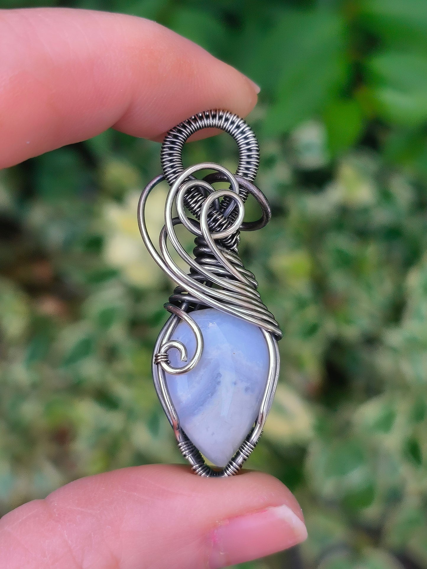 Blue Lace Sterling Silver Pendant