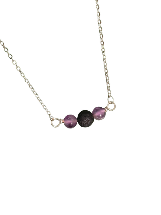 Amethyst and lava bead necklace