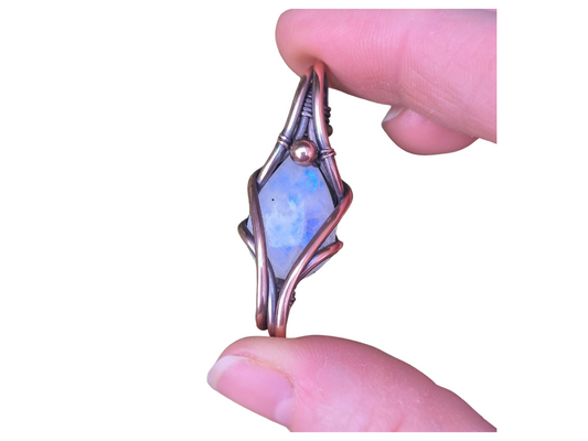 Custom Remake: Moonstone with tourmaline reversible antique copper pendant