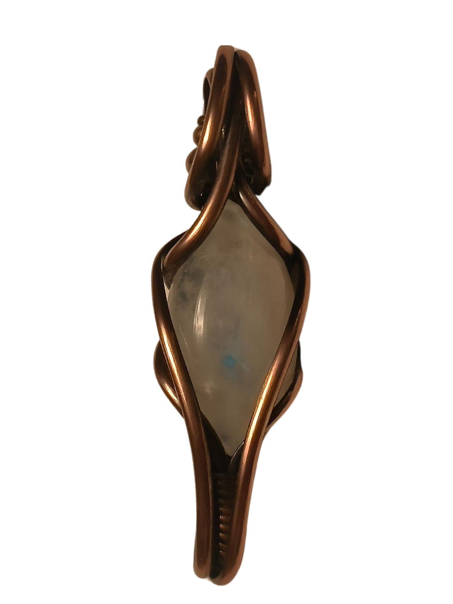 Custom Remake: Rainbow moonstone reversible copper pendant