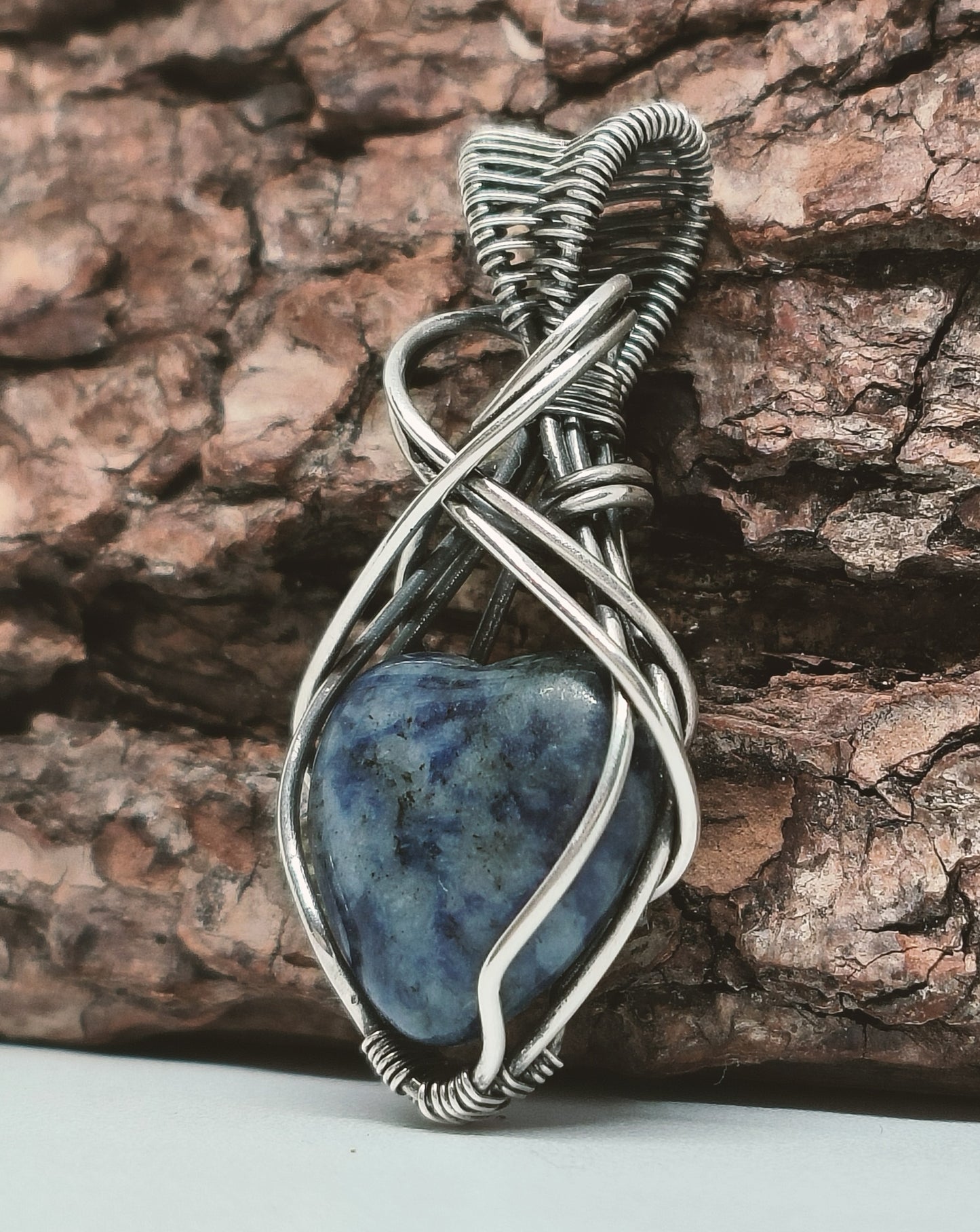 Sodalite Heart Sterling Silver Pendant