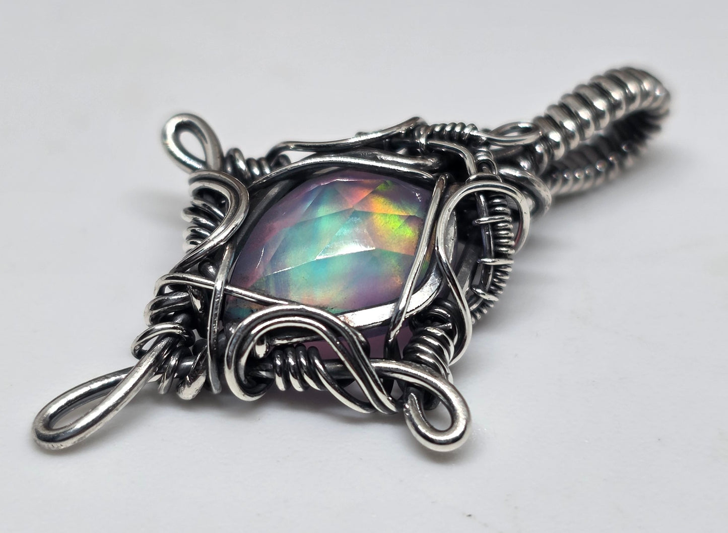 Aurora Opal Doublet Whimsical Sterling Silver Pendant