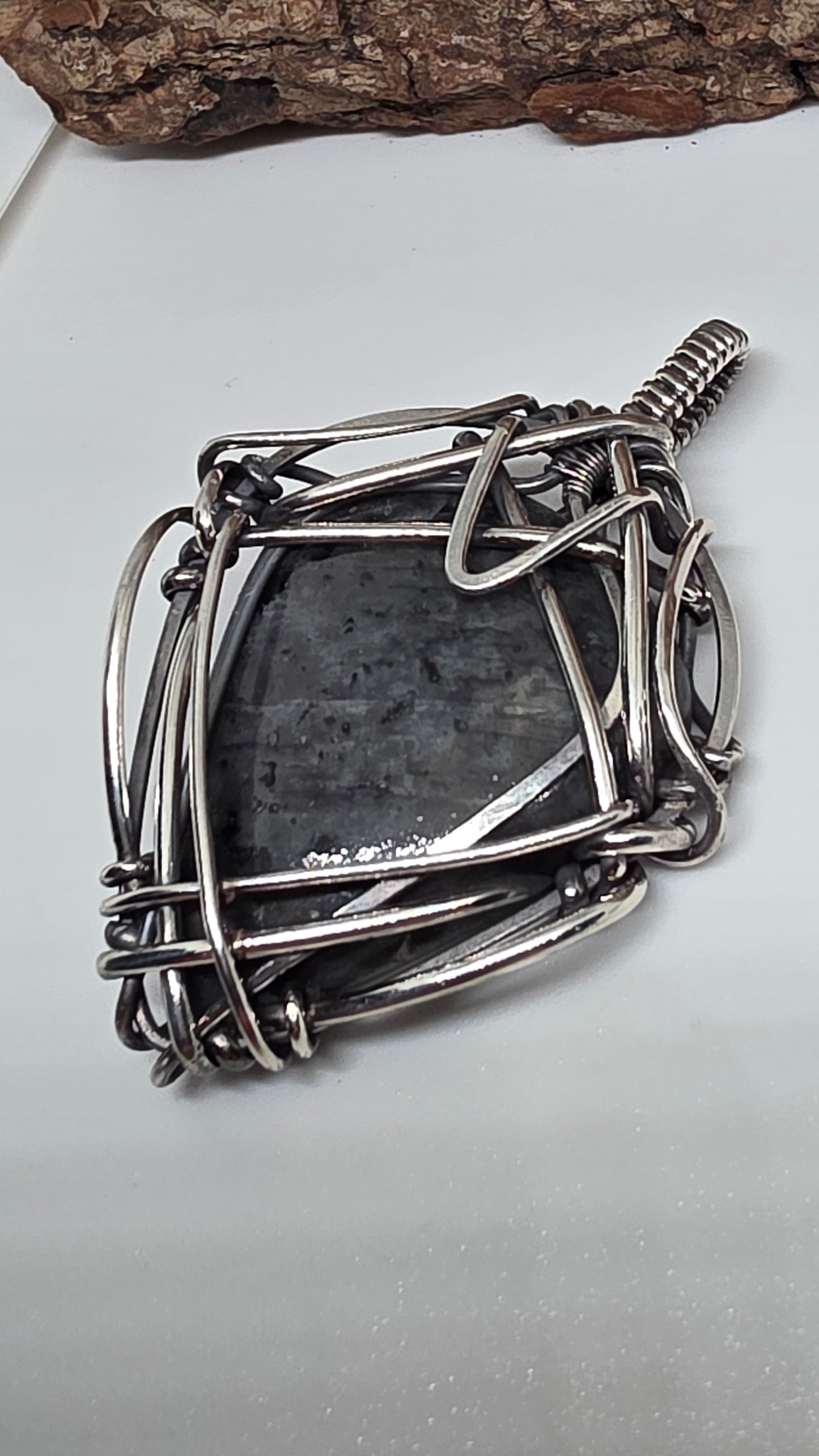 Larvakite Sterling Silver Pendant