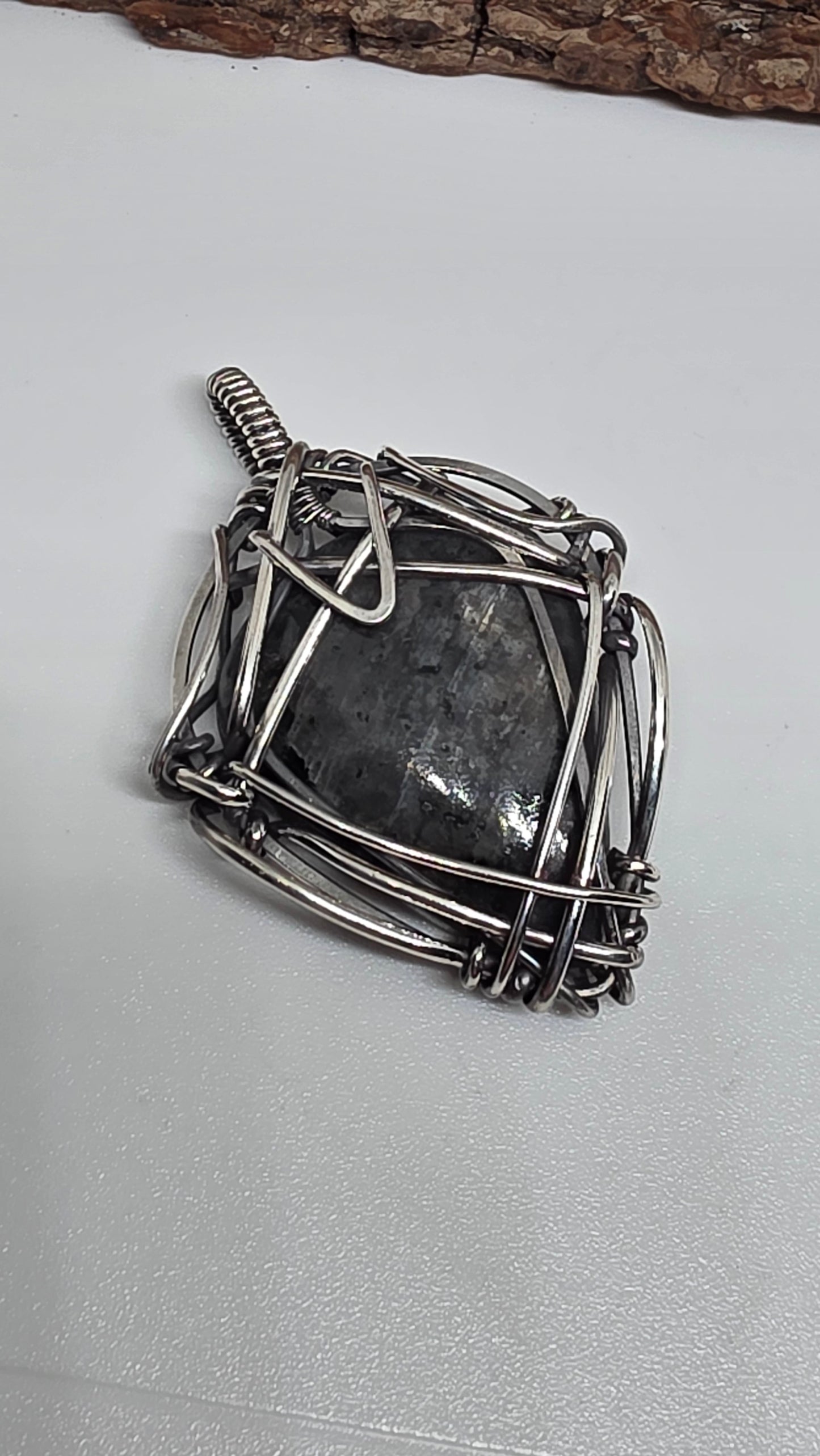 Larvakite Sterling Silver Pendant