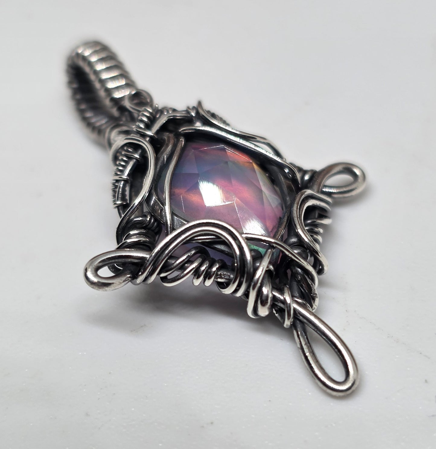 Aurora Opal Doublet Whimsical Sterling Silver Pendant