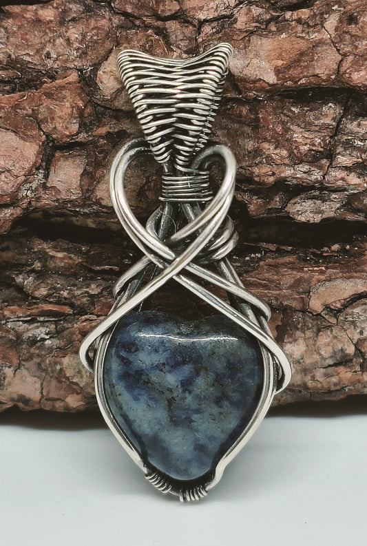 Sodalite Heart Sterling Silver Pendant