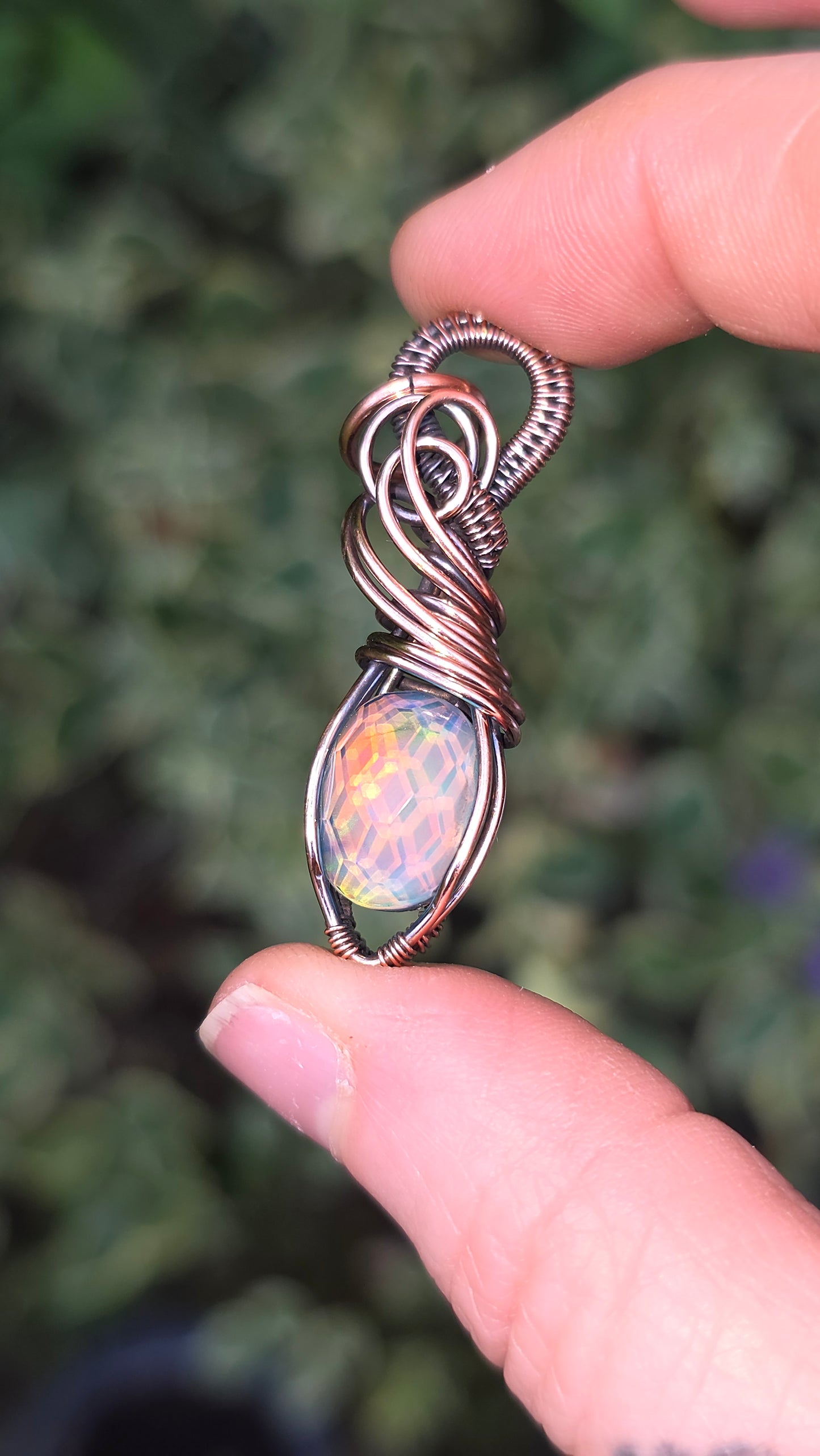 Aurora Opal Copper Pendant
