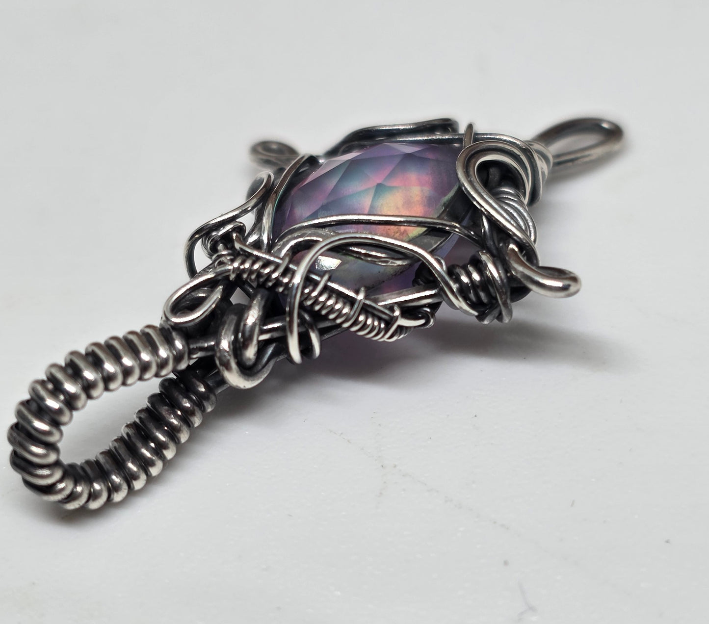 Aurora Opal Doublet Whimsical Sterling Silver Pendant