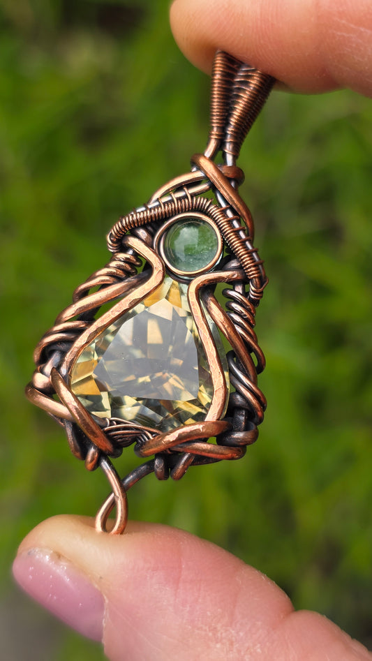 Mystic Quartz and Uranium Goddess Pendant