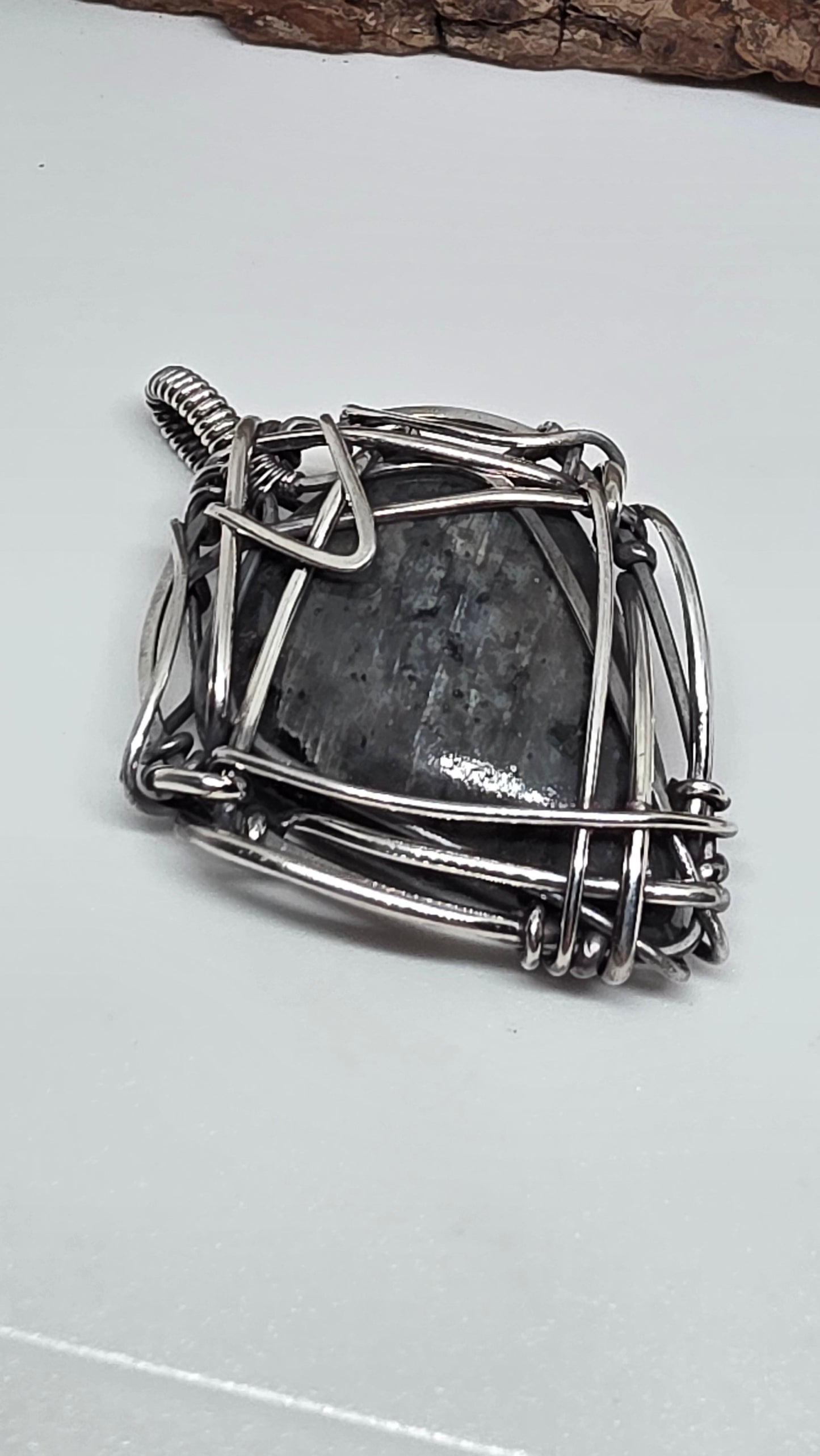 Larvakite Sterling Silver Pendant