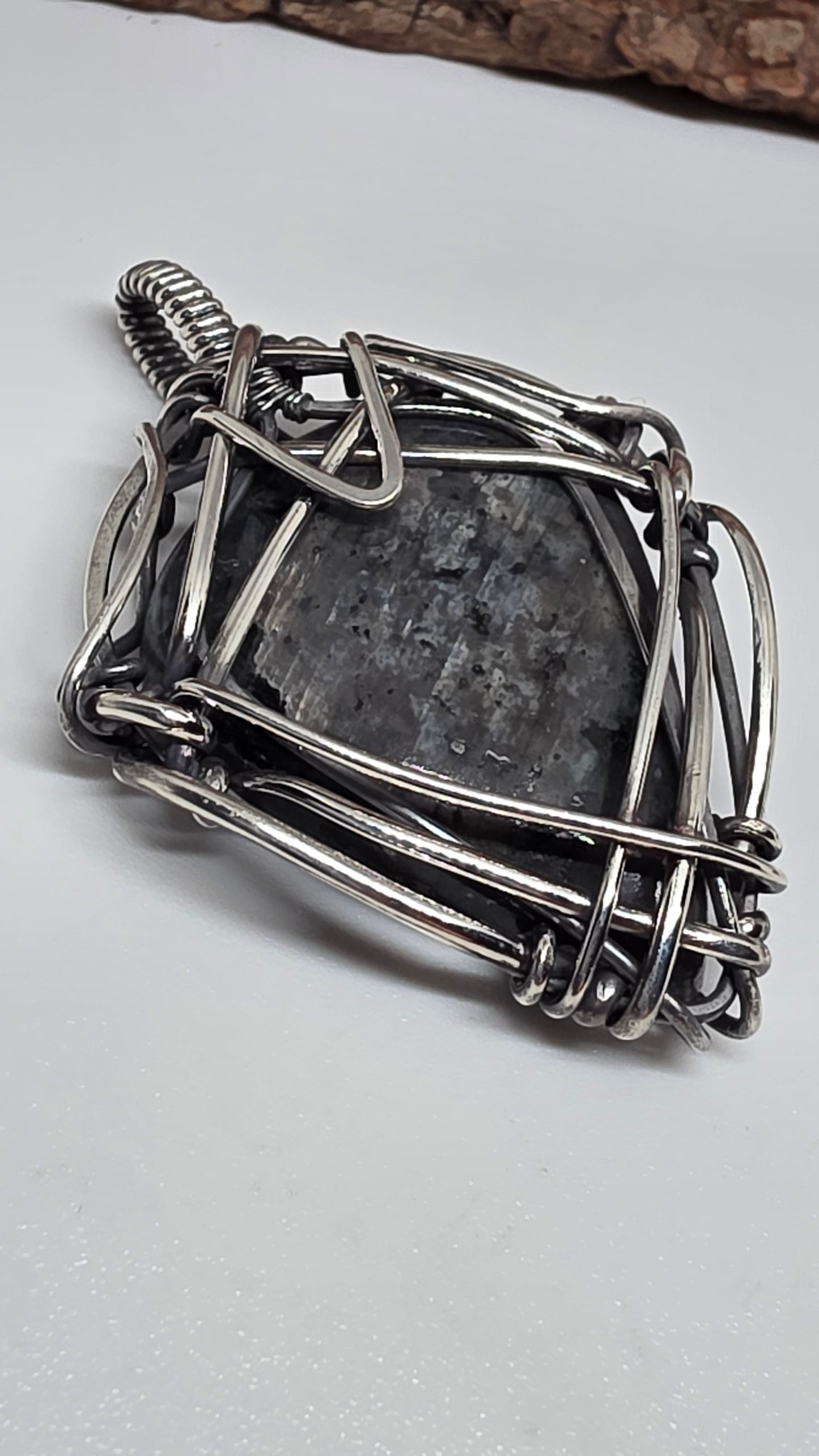 Larvakite Sterling Silver Pendant