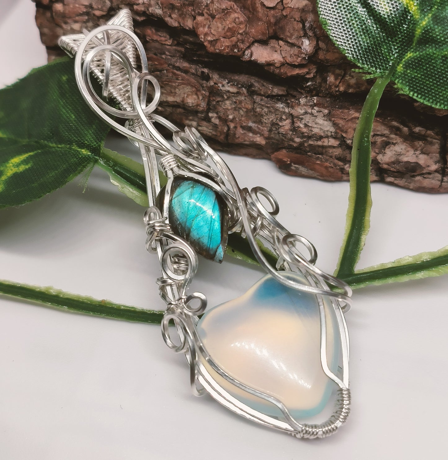 Opalite & Labradorite Sterling Silver Pendant