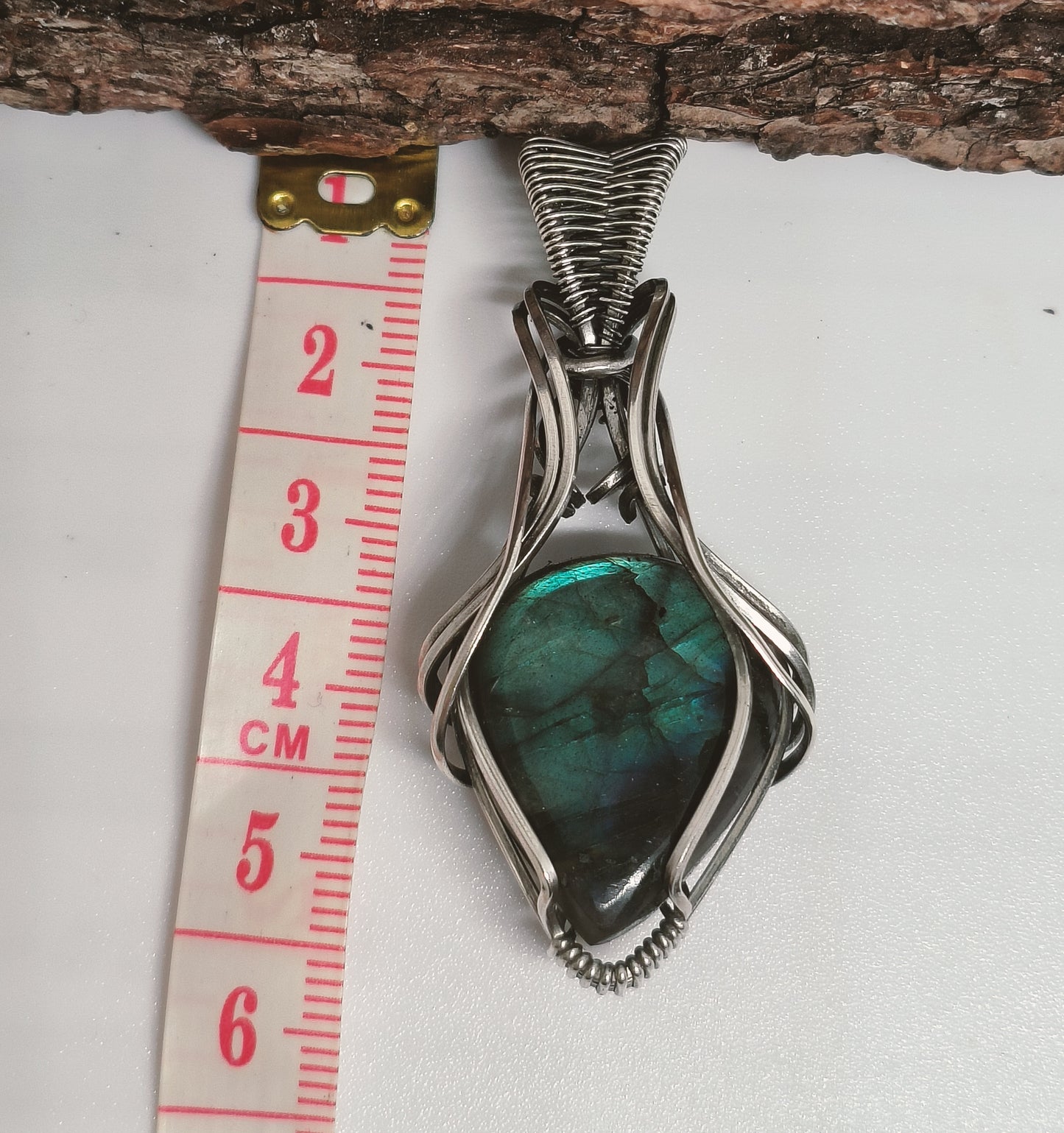 Labradorite Antique Argentium and Sterling Silver Pendant